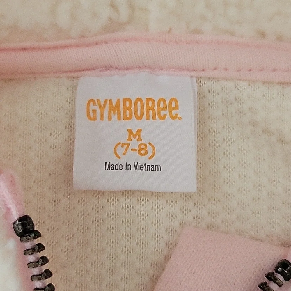 Gymboree Off White And Pink Sherpa Swestshirt Hoodie Girls Size Medium 7/8